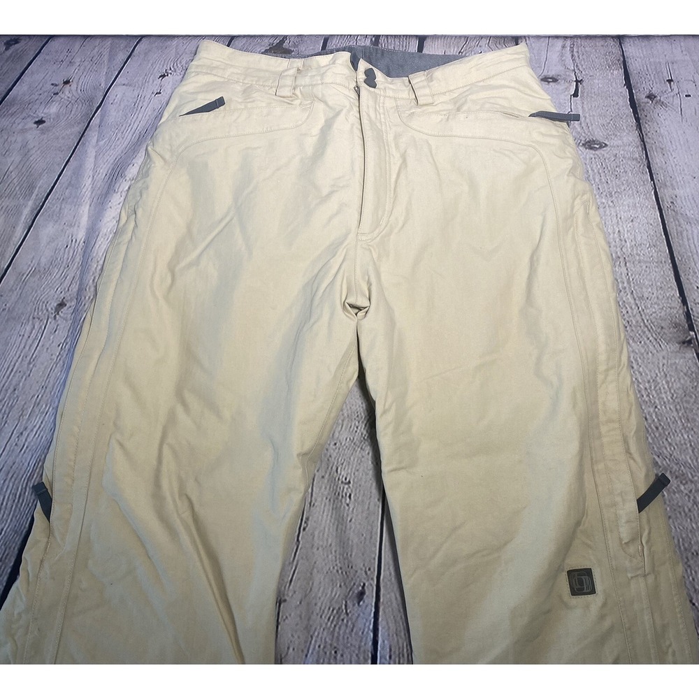 Burton Snowboard Ski Pants Toast Women's Cream Zip Pockets Snap Zip Cuffed Large